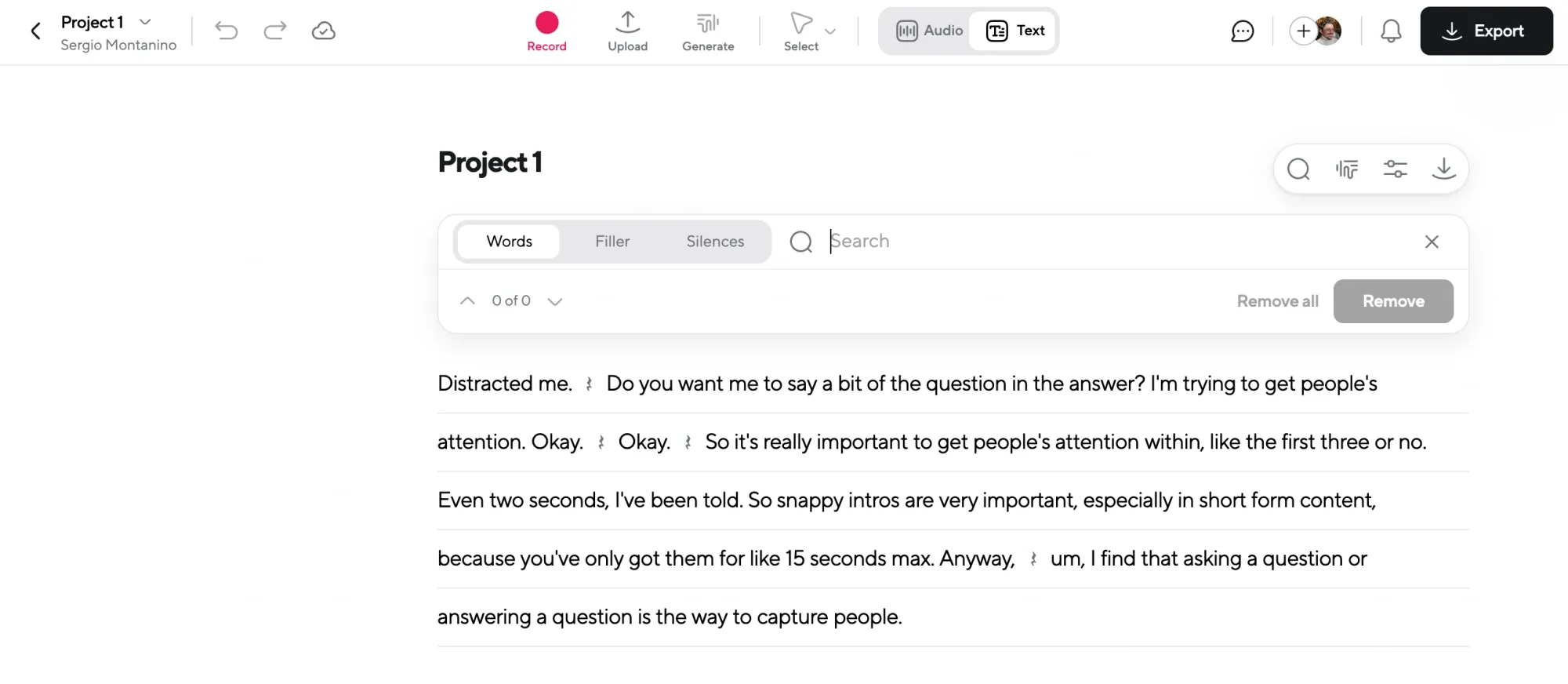 Edit transcript